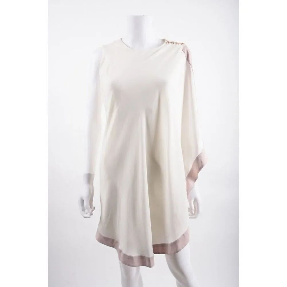 Ted Baker Bolty Asymmetric One Side Draped Dress Ted Sz 2 US 6 Ivory Pink